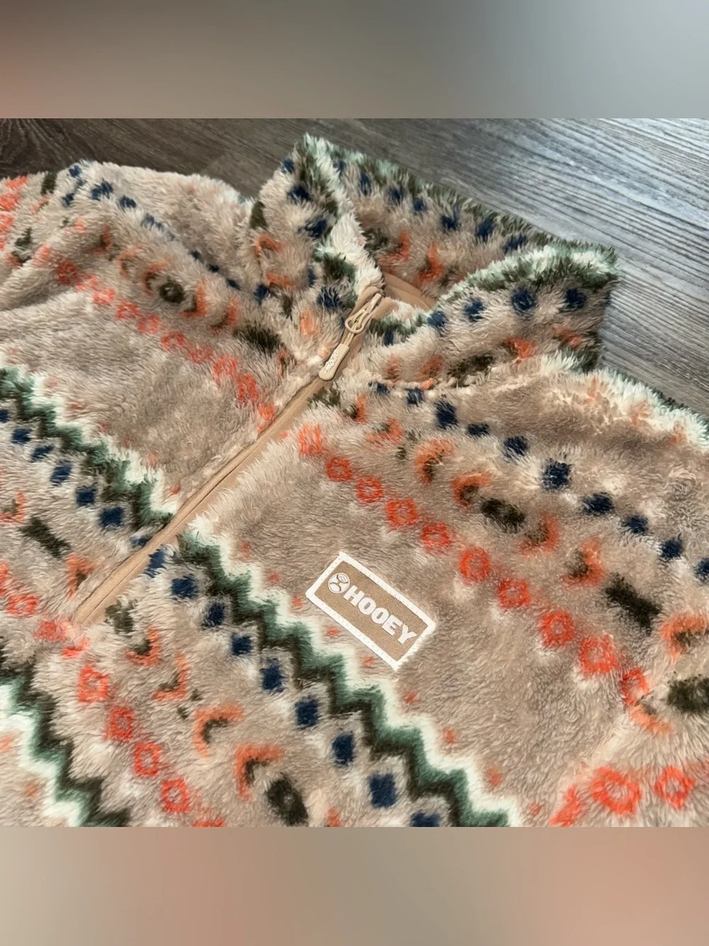 Hooey Soft Fleece Pullover Sweater Jacket 1/4 Zip Soft Aztec Tribal Print Wester